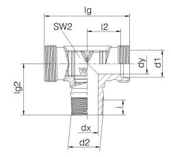 THREADED T ADAPTER FITTING FOR HYDRAULICS DIN 3852-1 C DIN 25 24-SDT-S14-M 20T Ø14 MM 60 MM 630 BAR  REF. VOSS 0728702000